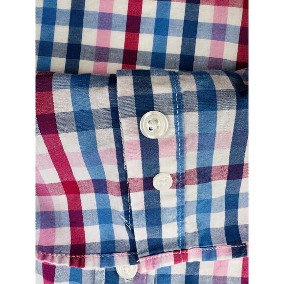 Tackle & Tides Preppy Button Shirt Mens Large White Pink Blue Plaid Long Sleeve - Picture 7 of 9
